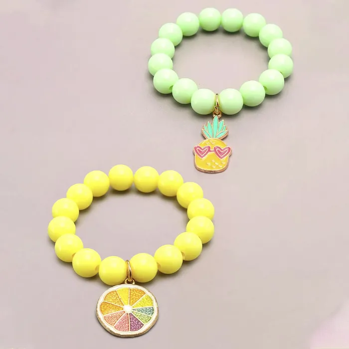 Bracelets Melbees by Yellow Chimes Melbees by Yellow Chimes Bracelet for Girls Kids Charm Bracelets for Girls Combo of 2 Pcs Candy Colors Beads Bracelet For Girls kids Birthday Gift For Kids and Girls