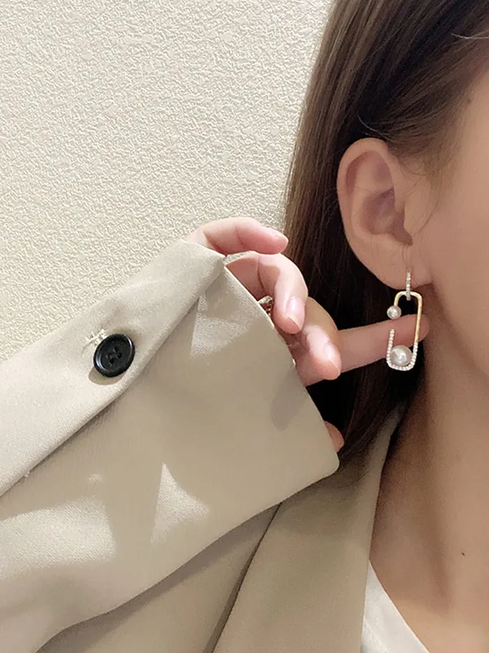 Bracelets Yellow Chimes Earrings For Women Gold Tone Pin Shaped Pearl Studded Glitzy Drop Earrings For Women and Girls Yellow Chimes