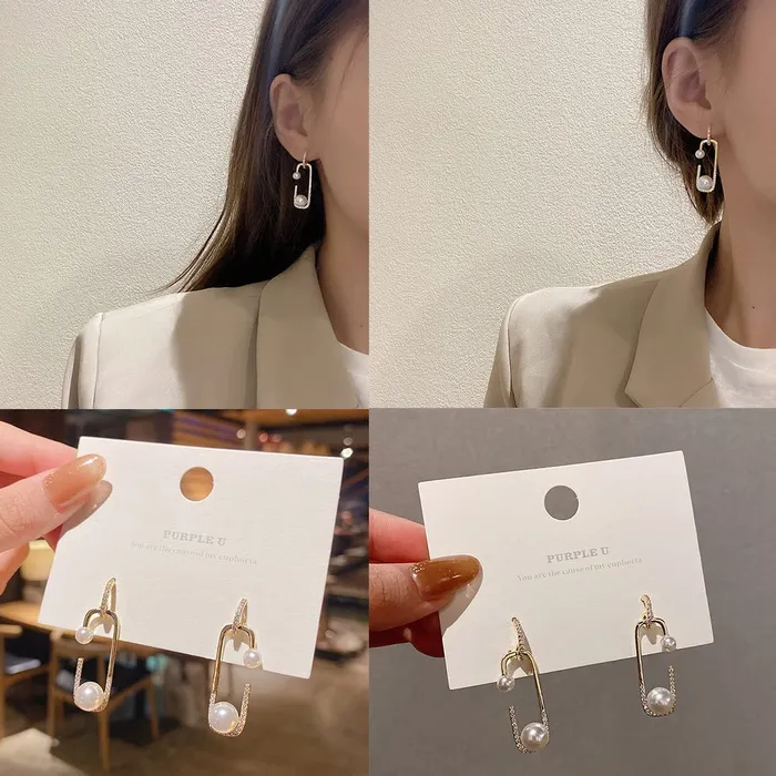 Bracelets Yellow Chimes Earrings For Women Gold Tone Pin Shaped Pearl Studded Glitzy Drop Earrings For Women and Girls Yellow Chimes