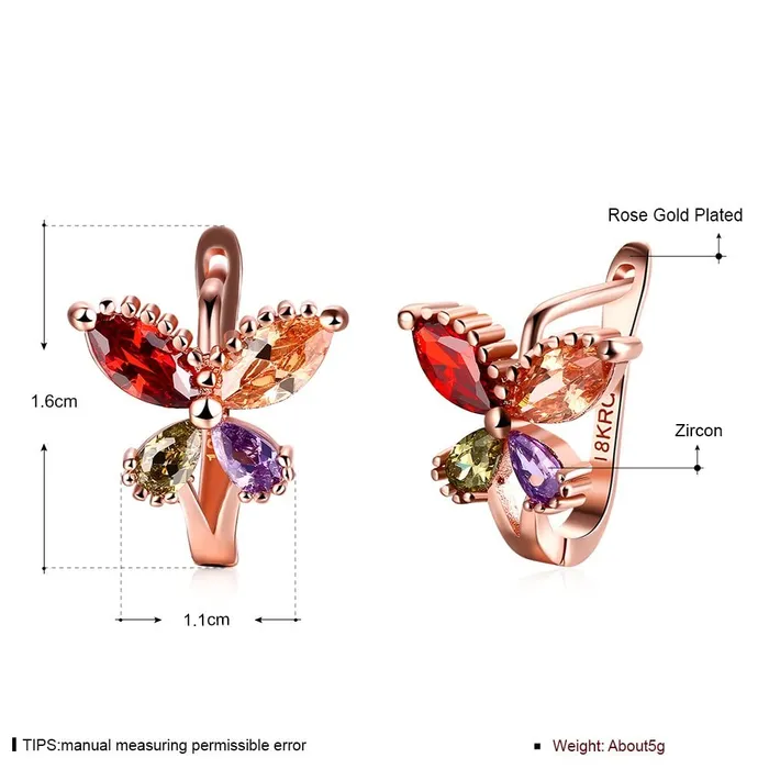 Bracelets YELLOW CHIMES Flying Butterfly 18K Rose Gold Pated Swiss AAA Zircons Designer Earrings for Women Yellow Chimes