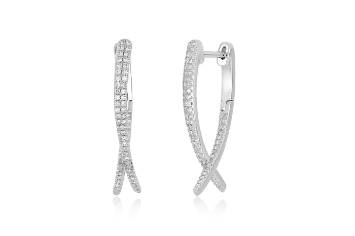 Earrings ef collection Diamond Loop Hoop Earring