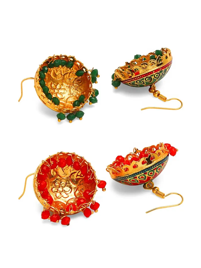 Earrings Kairangi Meenakari Earrings for women Handcrafted Meenakari Combo 2 Pairs Traditional JhumkaJhumki Earrings for Women and Girls MNKR 15 Yellow Chimes