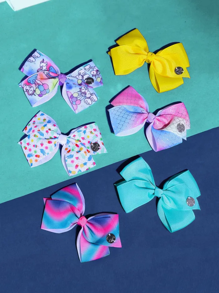 Earrings Melbees by Yellow Chimes Melbees by Yellow Chimes Hair Clips for Girls 6 Pcs Bow Hairclips Hair Accessories Printed Unicorn Mermaid Pattern Alligator Hair Clips for Kids and Girls