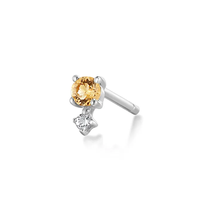 Earrings NOVEMBER Citrine and White Sapphire Stud Earring AURELIE GI