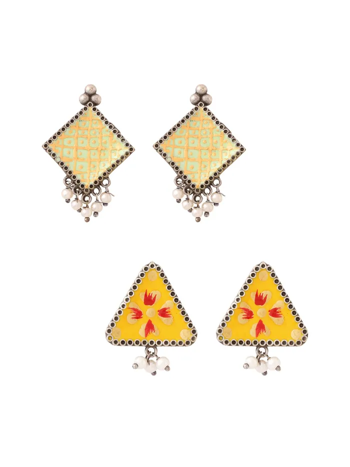 Earrings Yellow Chimes Combo of 2 Pairs Traditional Meenakari Stud Earrings Gift for Women Girls Multicolor Earrings Yellow Chimes Combo of 2 Pairs Traditional Meenakari Stud Earrings Gift for Women Girls Multicolor