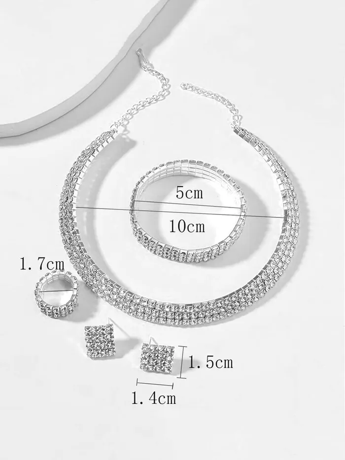 Earrings Yellow Chimes Crystal Jewellery Set for Women Crystal Jewelry Set Silver Plated Choker Necklace Set with Earrings for Women and Girls Design 16 Yellow Chimes