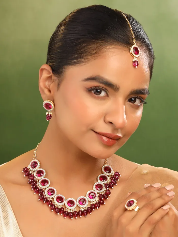 Earrings Yellow Chimes Traditional Gold Plated Jewellery Set Stunning Choker Earrings Adjustable Gold Perfect for Occasions