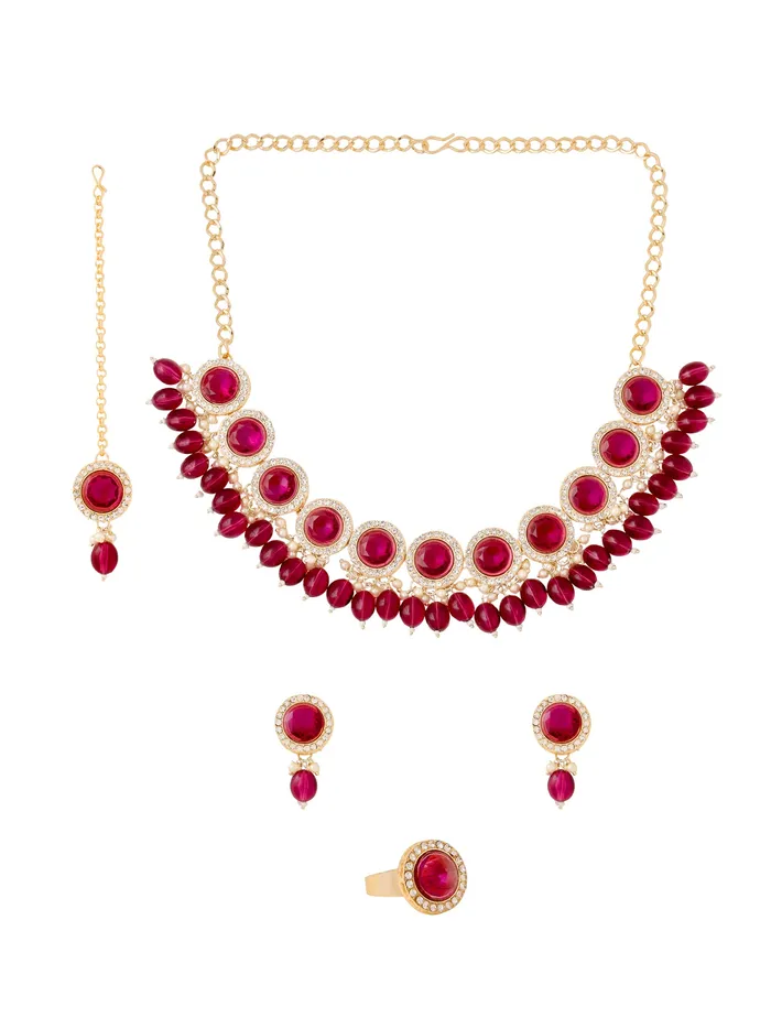 Earrings Yellow Chimes Traditional Gold Plated Jewellery Set Stunning Choker Earrings Adjustable Gold Perfect for Occasions