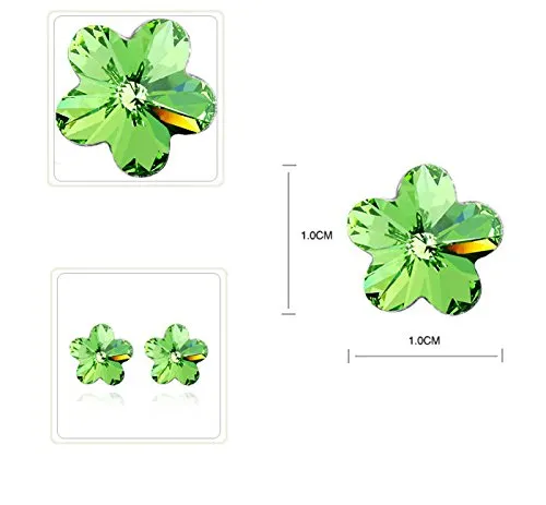 Earrings Yellow Chimes Yellow Chimes Crystals from Swarovski Platinum Plated Flower Crystal Earrings for Women and Girls Peridot