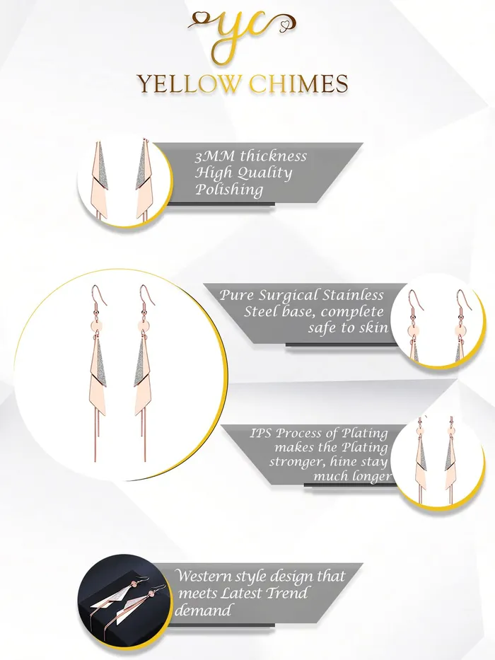Earrings Yellow Chimes Yellow Chimes Geometric Minimal Dangler Earrings For Women Girls ER 4