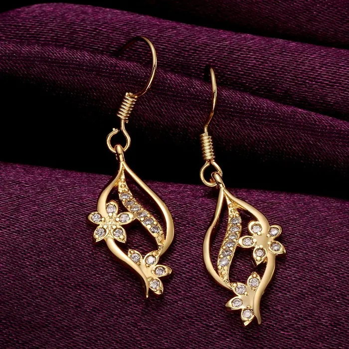 Earrings Yellow Chimes YELLOW CHIMES Golden Flower and Petal High Grade Crystal Earrings for Women and Girls