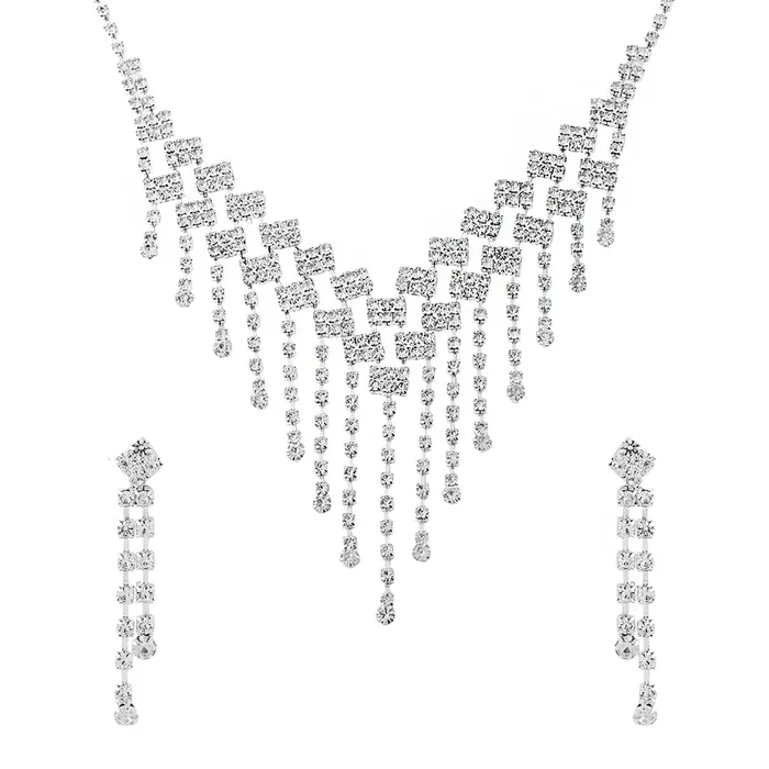 Earrings Yellow Chimes Yellow Chimes Jewellery Set For Women Silver Toned Drop Chain Designed Necklace Set With Earring For Women and Girls Earrings Yellow Chimes Yellow Chimes Jewellery Set For Women Silver Toned Drop Chain Designed Necklace Set With Earring For Women and Girls