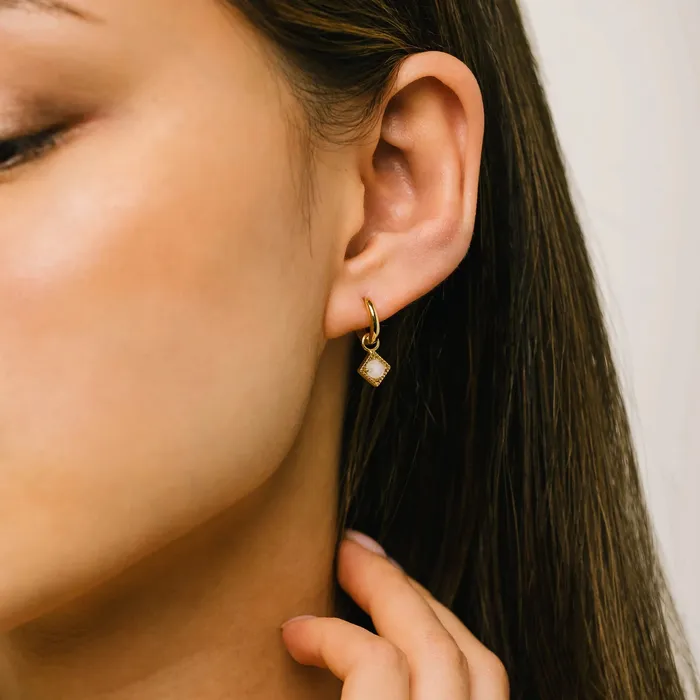 Eclipse Drop Hoop Earring Moonstone Lovers Tempo Earrings