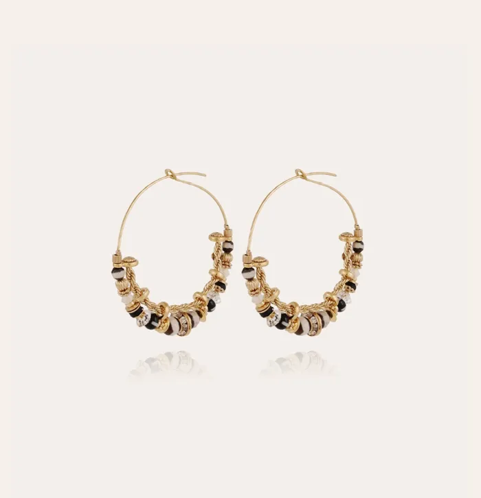 Gas Bijoux Earrings Comedia Serti hoop earrings small size gold