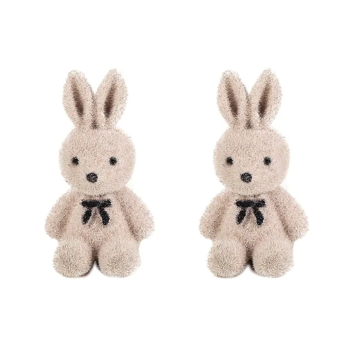 Kairangi Necklaces Kairangi Earring For Women dramatic Light Brown Rabbit Shape Soft Cloth Material Small Stud Earrings For Girls and Womens