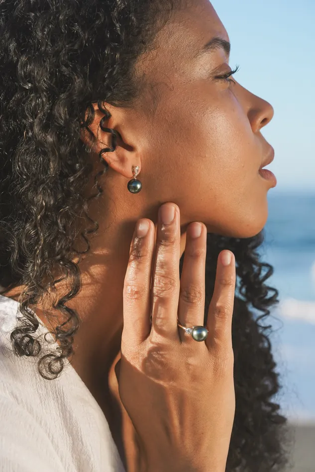 Kamoka Pearl Tahitian Pearl Diamond Bisou Ring Rings