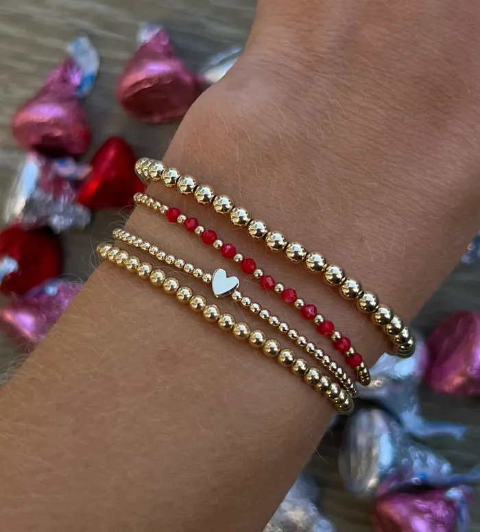 Karen Lazar 2MM Signature Bracelet with 14K Heart Bead Bracelets Karen Lazar 2MM Signature Bracelet with 14K Heart Bead Bracelets