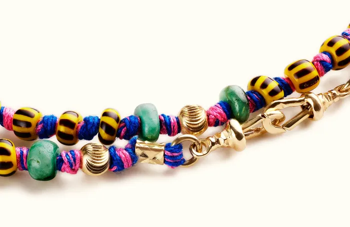 Marie Lichtenberg MAULI BEADS GHANA YELLOW BLACK 35CM Rings