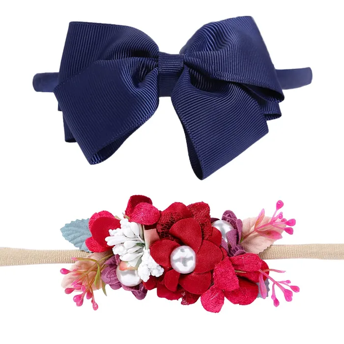 Melbees by Yellow Chimes Fabric Hair Bands Stretcheable Head Band Blue Floral Hairband for Girls Kids Toddlers Pack of 2 Yellow Chimes Earrings