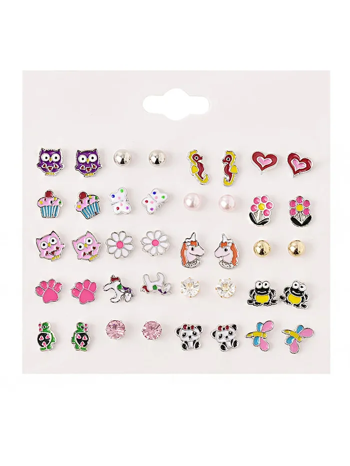 Melbees by Yellow Chimes Stud Earrings for Girls Combo of 20 Pairs Cute Little Stud Earrings Combo For Girls Yellow Chimes Rings