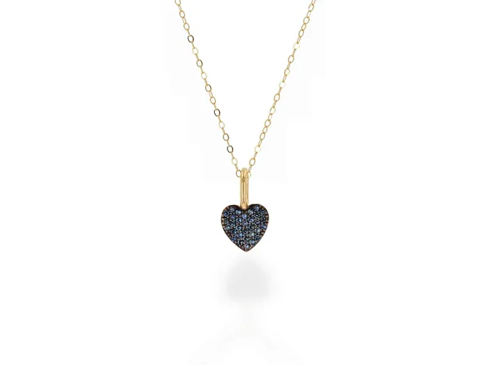 Mini Sapphire Pave Heart Charm Rachel Reid Charm Necklaces