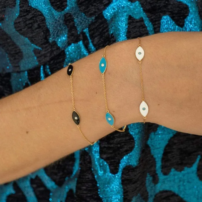 Nazar Enamel Romy Bracelet in Black Jennifer Zeuner Bracelets