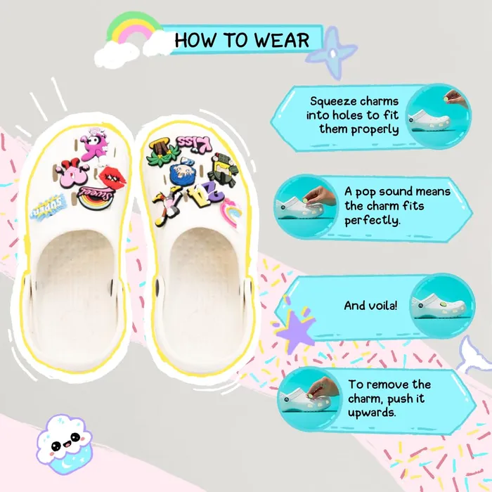 Necklaces Melbees by Yellow Chimes Shoe Charms for Kids Girls Teens Shoe Accessories Multi Design Shoe Decoration Charms Assorted Shoe Decor Charms for Clogs Unisex Pack of 20 Pcs Shoe Charms Yellow Chimes