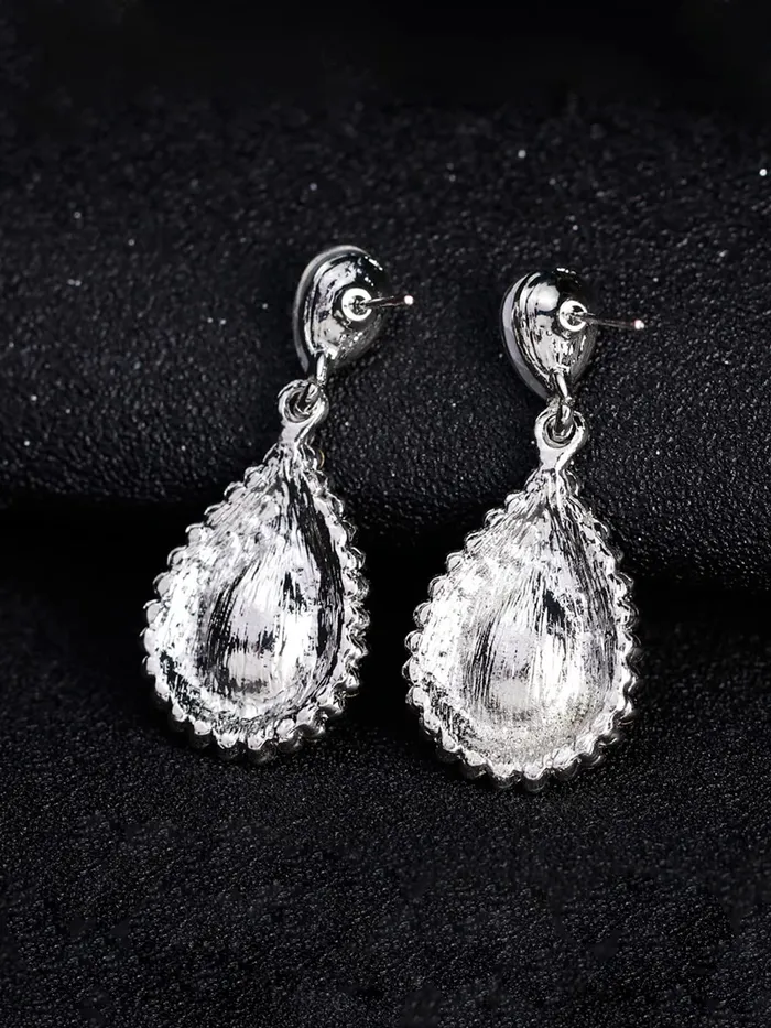 Necklaces Yellow Chimes Crystal Earrings for Women SilverPlated White Crystal Tear Drop Earrings For Women and Girls Yellow Chimes