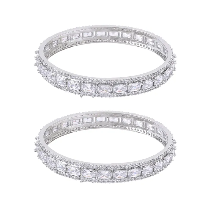 Necklaces Yellow Chimes Yellow Chimes Bangles for Women and Girls American Diamond Bangles for women Silver Tone White AD Stone Bangles Birthday Gift For girls and women Anniversary Gift for Wife