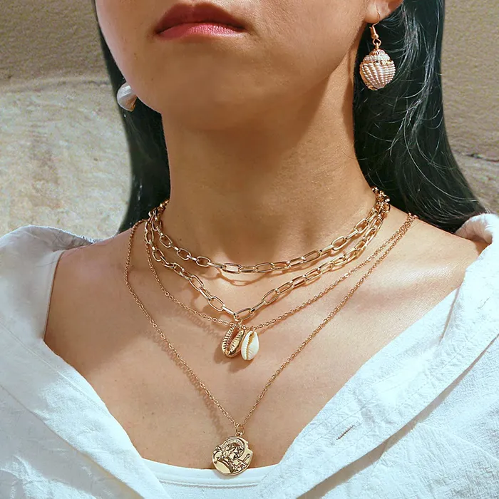 Necklaces Yellow Chimes Yellow Chimes Combo Fashion Multilayered Silver Gold Plated Chain Choker Necklace for Women and Girls Design 9