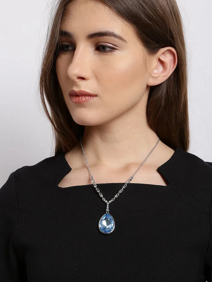 Necklaces Yellow Chimes Yellow Chimes Crystals from Swarovski Meringue Blue Crystal Necklace Pendant for Women and Girls
