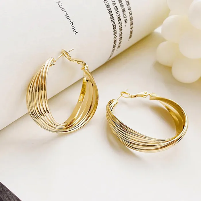 Necklaces Yellow Chimes Yellow Chimes Earrings for Women and Girls Hoops Earrings 2 Pair Combo of Gold Plated Twisted and Stone Hoop Earrings Birthday Gift for girls and women Anniversary Gift for Wife