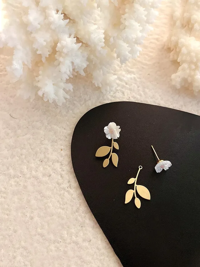 Necklaces Yellow Chimes Yellow Chimes Earrings For Women Combo Of 2 Pcs Gold Tone Floral Designed Drop Earrings With Geomtrical Back Drop Earrings For Women and Girls