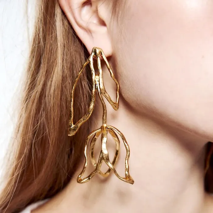 Necklaces Yellow Chimes Yellow Chimes Earrings For Women Gold Toned Leaflet Designed Drop Earrings For Women and Girls