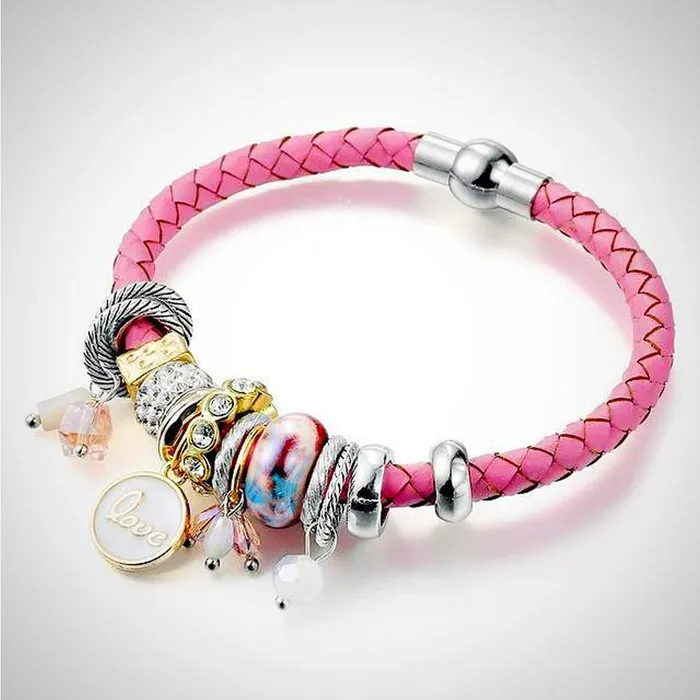 Necklaces Yellow Chimes Yellow Chimes Love Charm Pink Bracelet for Women and Girls