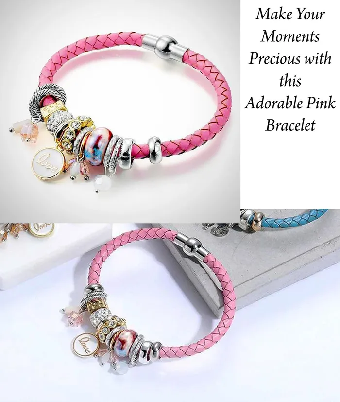 Necklaces Yellow Chimes Yellow Chimes Love Charm Pink Bracelet for Women and Girls