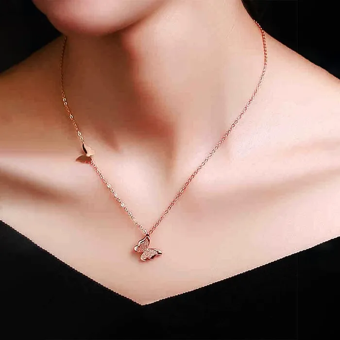 Necklaces Yellow Chimes Yellow Chimes Pendant for Women and Girls Rose Gold Pendant Necklace for Women Western Stainless Steel Long Chain Pendants Birthday Gift for Girls and Women Anniversary Gift for Wife
