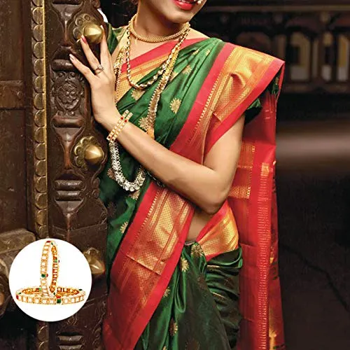Necklaces Yellow Chimes Yellow Chimes Rajwada Stones Studded 2 Pcs Gold Plated Traditional Bangles Set for Women and Girls