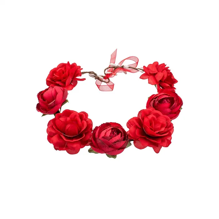 Necklaces Yellow Chimes Yellow Chimes Tiara for Women and Girls Floral Hair Vine for Women Red Bridal Hair Vine Tiara Headband Hair Accessories Wedding Jewellery for Girls and Women