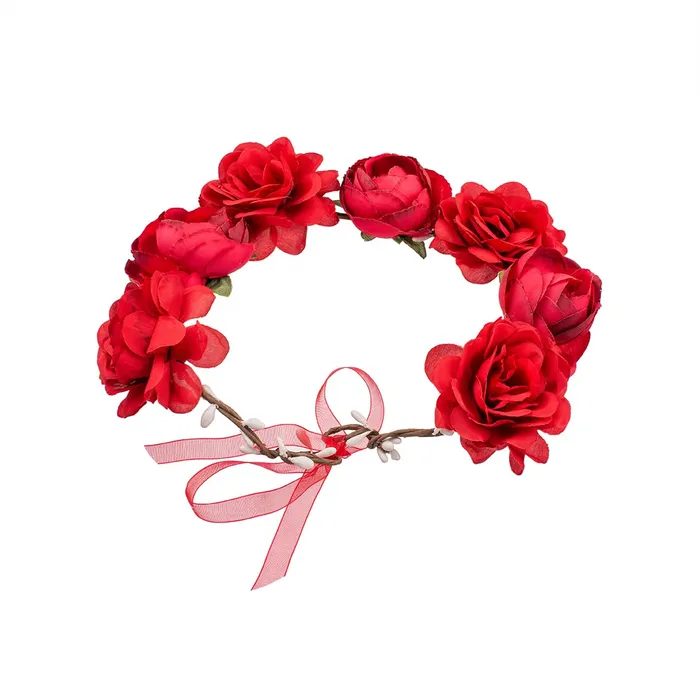 Necklaces Yellow Chimes Yellow Chimes Tiara for Women and Girls Floral Hair Vine for Women Red Bridal Hair Vine Tiara Headband Hair Accessories Wedding Jewellery for Girls and Women