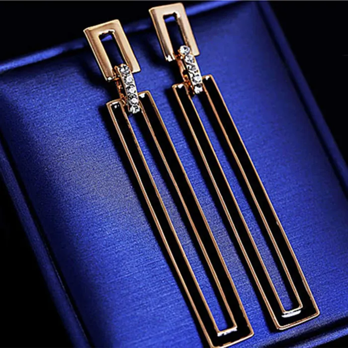 Necklaces Yellow Chimes Yellow Chimes Western Style Geometric Asymmetric long Luxury Rectangle Tassel Party Dangle Earrings For Women and Girls