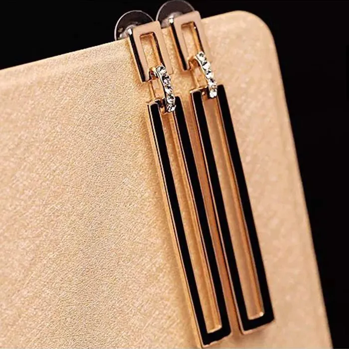 Necklaces Yellow Chimes Yellow Chimes Western Style Geometric Asymmetric long Luxury Rectangle Tassel Party Dangle Earrings For Women and Girls