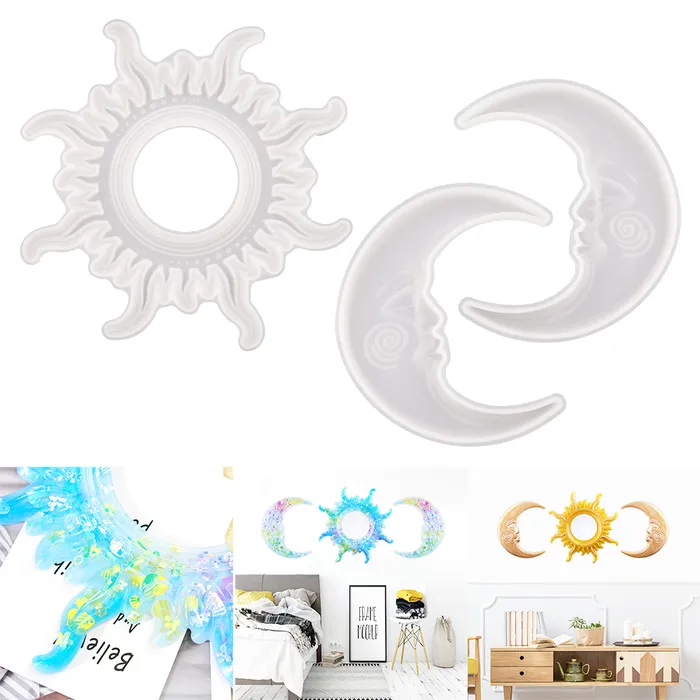 Resinarthub New Moon Sun Shape Mirror Silicone Mould Necklaces