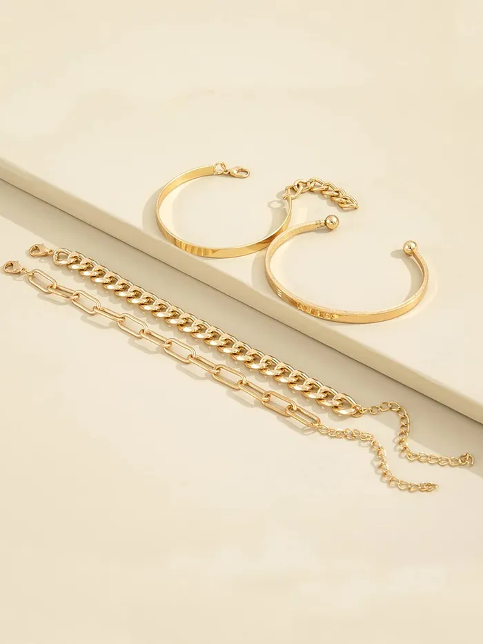 Rings Yellow Chimes Yellow Chimes Combo Bracelets for Women Set of 4 Gold Plated Stack Chain Bangle Bracelet Set for Women and Girls