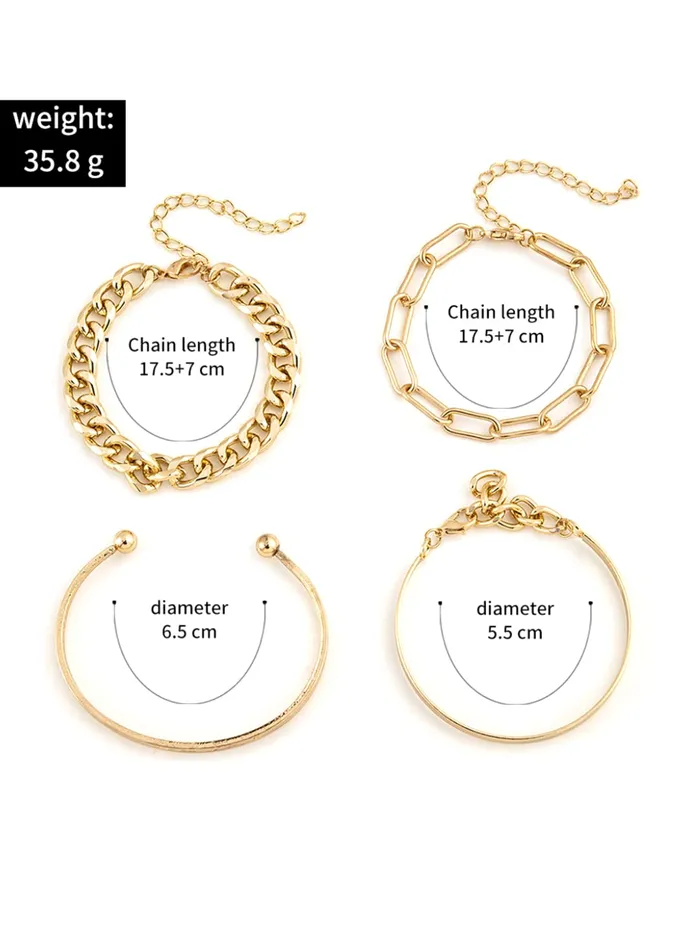 Rings Yellow Chimes Yellow Chimes Combo Bracelets for Women Set of 4 Gold Plated Stack Chain Bangle Bracelet Set for Women and Girls