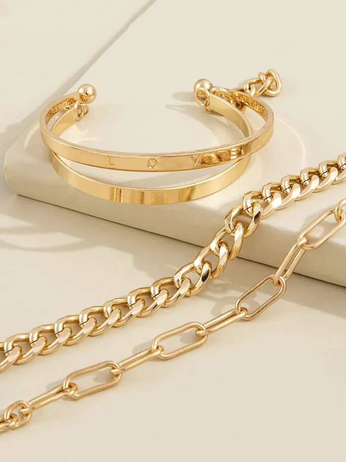 Rings Yellow Chimes Yellow Chimes Combo Bracelets for Women Set of 4 Gold Plated Stack Chain Bangle Bracelet Set for Women and Girls