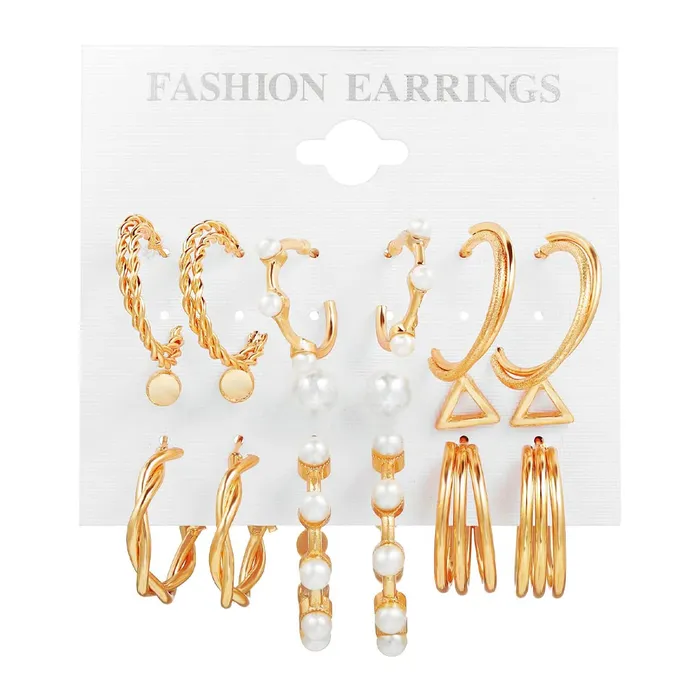 Rings Yellow Chimes Yellow Chimes Hoop Earrings for Women Set Of 9 Pairs Gold Plated Combo Hoop Stud Earrings Set For Women and Girls