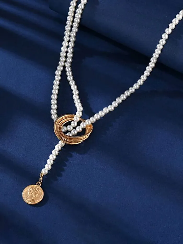 Rings Yellow Chimes Yellow Chimes Necklace For Women Pearl Beaded Elegant Knot Designed NeckPiece For Women and Girls