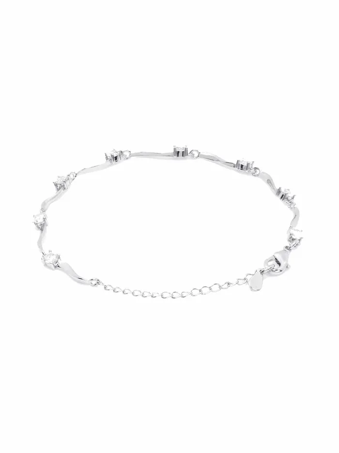 Rings Yellow Chimes Yellow Chimes Valentine Gift for Girls Bracelet for Women and Girls Fashion Silver Crystal Stoned Bracelets for Women Link Chain Silver Tone Crystal Bracelet Birthday And Anniversary Gift