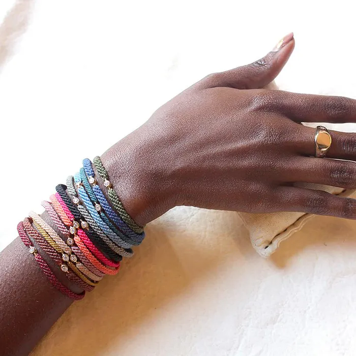 Scosha Bracelets Classic blue woven bracelet with diamond